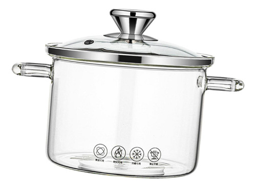 Olla De Vidrio Para Estufa Con Tapa, Utensilios De 1.3l