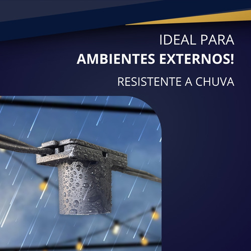 Varal De Luzes 10m Externo Lâmpada Amarelo Quente Cordão Fio Luzes Incandescente Clara 15w 127v