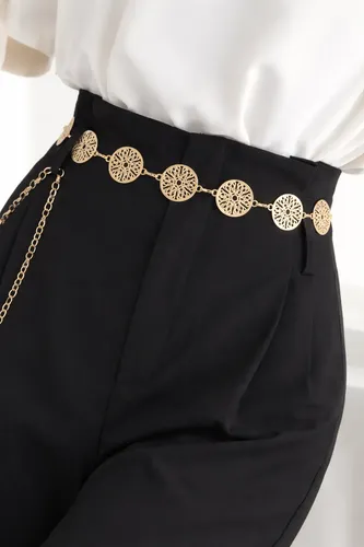 Cinto Corrente Feminino Prata Moda Elegante Luxo Modelo 1 Dourado 110