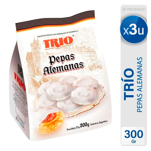 Galletitas Pepas Alemanas Dulce Trio - Pack X3 Mejor Precio 