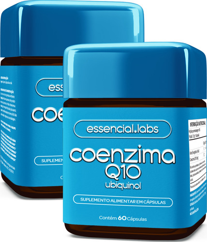 02 POTES da COENZIMA Q10 UBIQUINOL 100mg por Cápsula - 60 Cápsulas - Fórmula Concentrada com 100% de Pureza e Matéria-Prima Importada