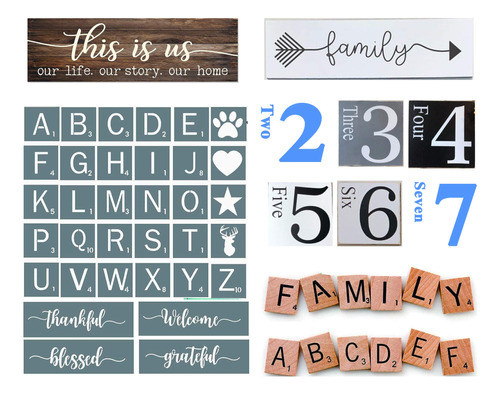 Scrabble Letra Stencil Set Plantilla Bienvenida Para Pintura