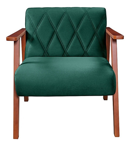 Poltrona Decorativa Madri Em Suede Essencial Estofados Cor Verde Verde
