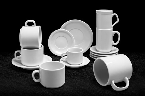 Imagen 4 de 9 de Jarrito Café Doble 200ml Tsuji Linea Recta 450 Porcelana X12