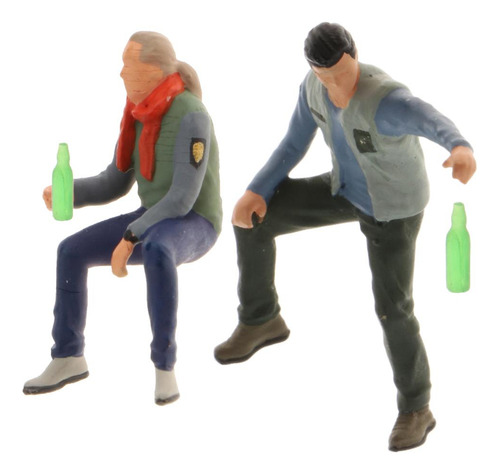 2 Piezas Gente Pequeña Hombre Bebiendo Modelo Juguete