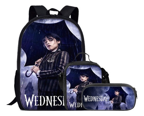 Mochila Wednesday Addams De Nevermore Academy, 3 Unidades, P