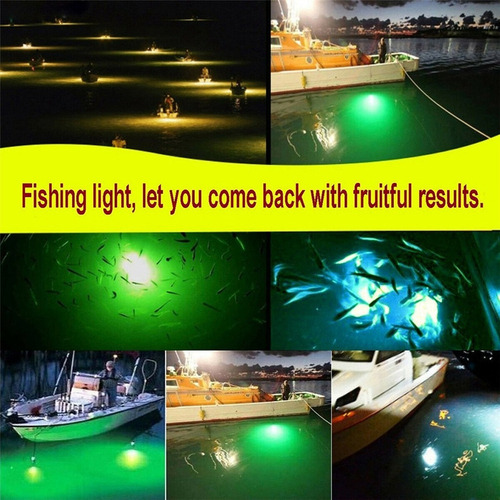 Luz Led De Pesca Nocturna Sumergible Verde 12v Con Cable De