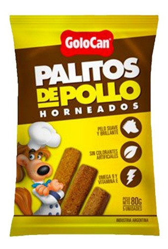 10 Golocan Palitos Horneados Pollo 80g C/u Snack Perros