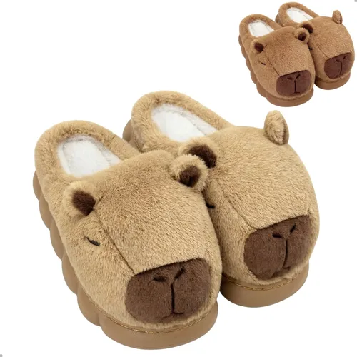 MLB 4055896401 Pantufa Capivara Pelucia Termica Confortavel Antiderrapante JM