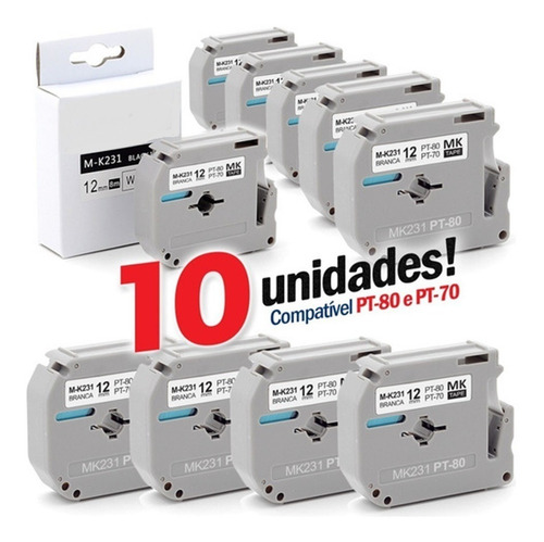 Imagem 4 de 8 de Kit 10x Fita Para Uso Rotulador Pt-80 Pt-70 Pt-85 M231 Mk231