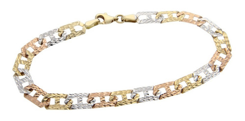 Pulsera Eslabones De 3 Colores, Oro 14k, 3.8 Gramos.