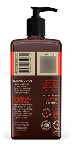 Kit Balm Shampoo E Pente Curvo Barba Negra Don Alcides