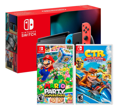 Consola Nintendo Switch Neon 2019 + Mario Superstar + Ctr