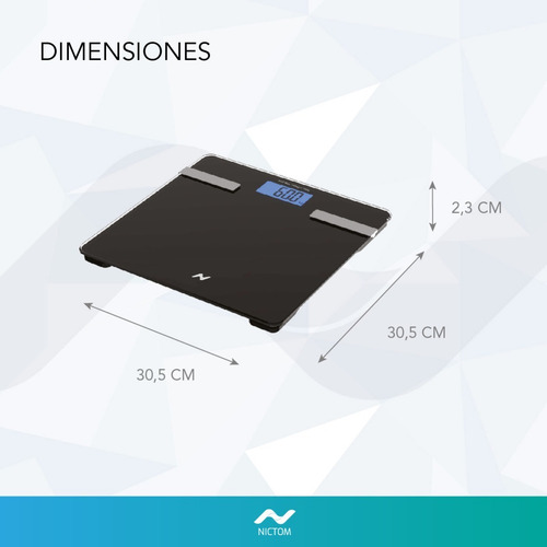 Imagen 6 de 6 de Balanza Digital Personal Nictom Bp02 Negra, Hasta 180 Kg