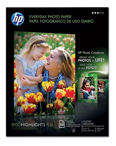 Papel Fotográfico Hp Q8723a  Glossy/brillante 50 Hojas Carta