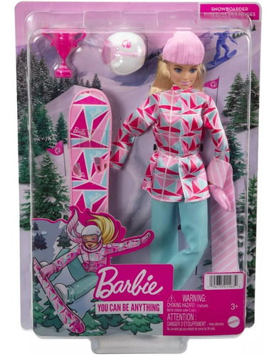 Barbie Mattel Muñeca Tabla Snowboard Rubia 27 Cm Liquidacion