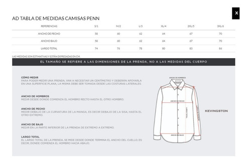Imagen 4 de 4 de Camisa Super Penn Bsness Kevingston Manga Larga Classic Fit