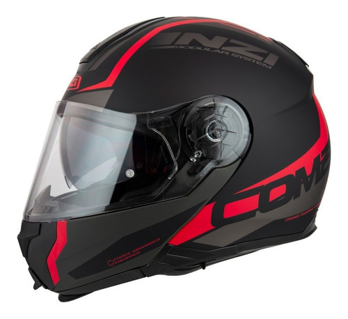 Capacete De Moto Nzi Combi 2 Shock Preto E Vermelho Fosco Cor Preto/Vermelho Tamanho do capacete 57/58 (M)