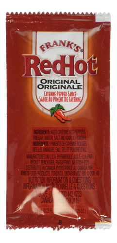 Frank De Red Hot Original Cayenne Pepper Sauce, 7-gram Pouch