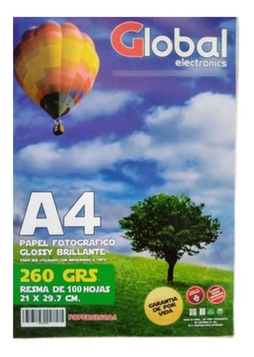 Papel Fotografico Glossy Brillante A4 100 Hojas 260gr