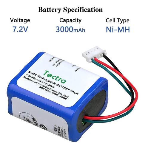 Tectra 72v 3000mah Ni-mh Batería Recargable Para Irobot T T