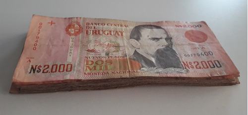 Billetes Nuevos Pesos Dos Mil 1989 Serie A Uruguay  