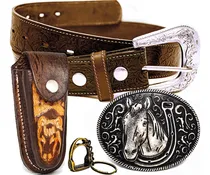 Comprar Kit Country Cinto Couro Fivela Cowboy Bainha Canivete Rodeio