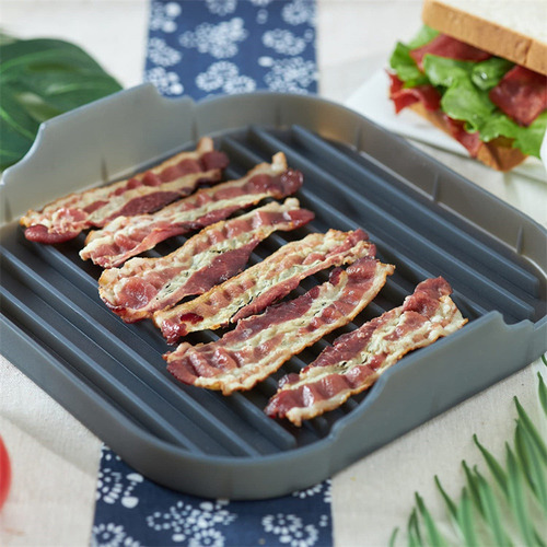 Bandeja De Tocino De Silicona Para Microondas, Máquina De To