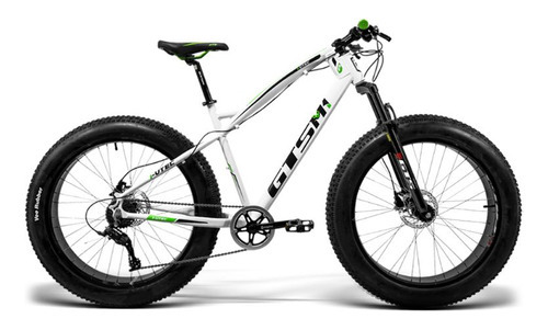 Bicicleta Gts Fat Aro 26 7v Freio Hidráulico E Suspensão Cl Cor Branco-verde Tamanho Do Quadro 17