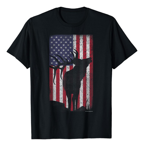 Elk Hunting Bugling Bull Bandera De Estados Unidos - Camiset