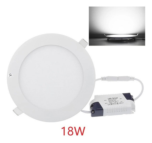 Imagen 9 de 9 de Foco Panel Plafón Led 18w Embutido Redondo Luz Frío