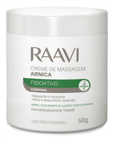 Creme De Massagem Arnica 500g Raavi