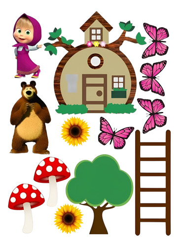 Topo De Bolo Masha E O Urso Desenhos Aniversario Comemoração Masha E O Urso