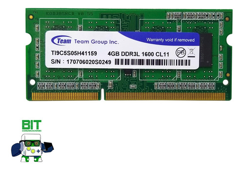 Memoria Ram Sodimm Team 4gb Ddr3 1600 1.35v