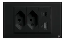 Comprar Tomada Dupla Usb Usbc Novadigital 20A 4x2 Vidro Temperado Embutir Sem Wifi WK-USBC Preta