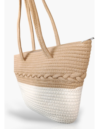 Bolso Cartera De Verano Tela De Algodón Tejida A Mano Beige