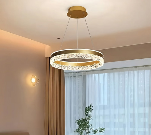 Lustre Pendente 50 Cm Circular Led Moderno Cabo 2m Regulável