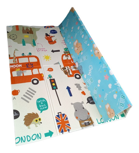 Tapete Antigolpes Plegable Para Gateo De Bebés Doble Faz