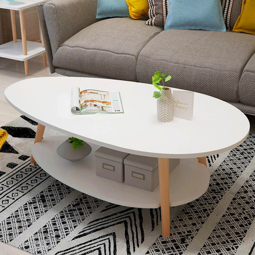 Mesa De Centro Ovalada 2 Niveles Mesa Auxiliar