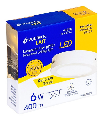Lampara Plafon Led Sobreponer Redonda Calidad 6w 48256