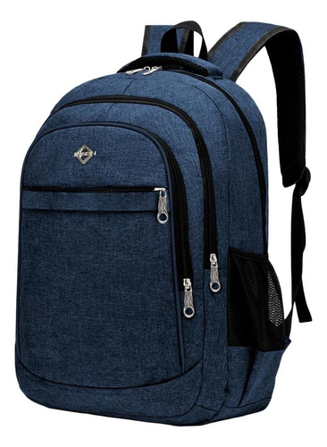 Mochila Social Trabalho Escritório Masculina Alça Forte Aço Cor Azul