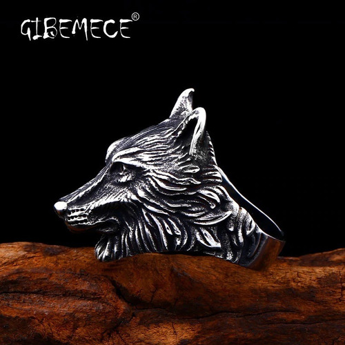 Hermoso Anillo De Lobo En Acero Inoxidable 316l 