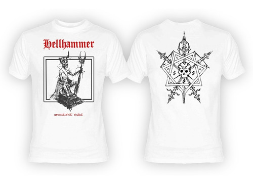 Hellhammer Apocalyptic Raids Playera Blanca Bathory Venom