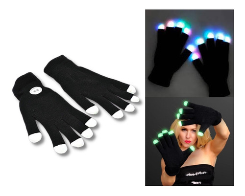 Par De Guantes Luminosos Led Rgb Performance Antro Rave