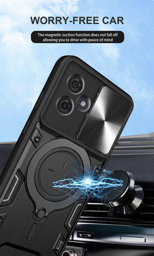 Funda Para Moto G54 Jiashang Uso Rudo Anillo Metalico Negro Jiashang