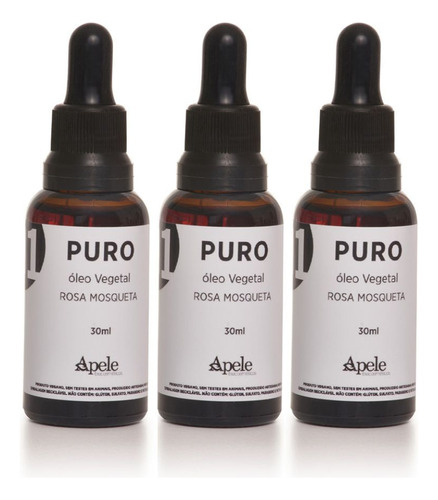  Kit 3 Óleo Vegetal Rosa Mosqueta 30ml Prensado À Frio Apele