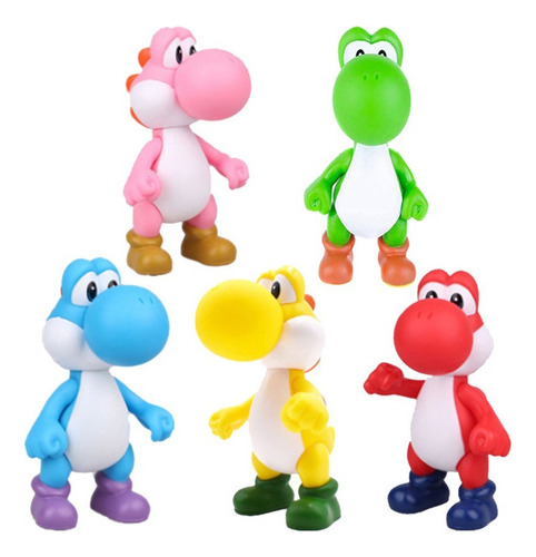 Set 5 Figuras De Yoshi 12 Cm Juguetes Articulados Mario Bros