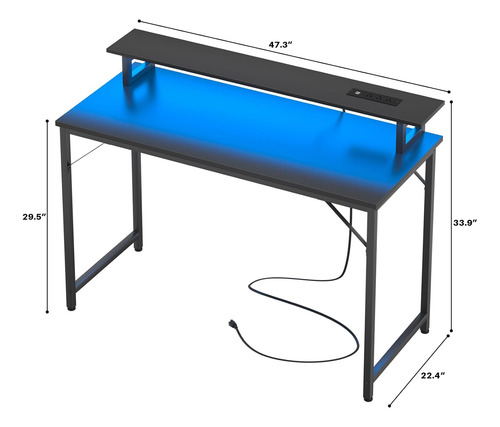 Escritorio De Juegos De 120 Cm Con Tomas Usb
