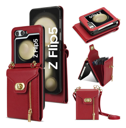 Funda Protectora Zip Wallet Crossbody Para Samsung Flip Z5