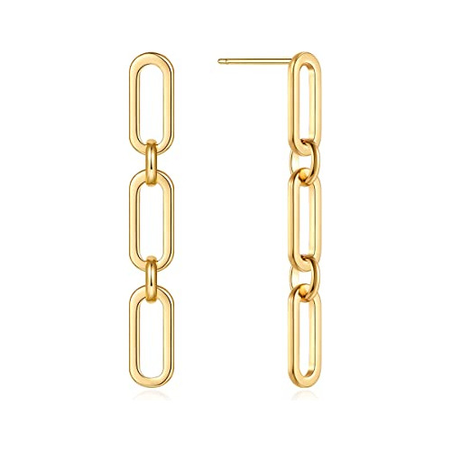 Aretes De Cadena De Oro Para Mujer, Gota